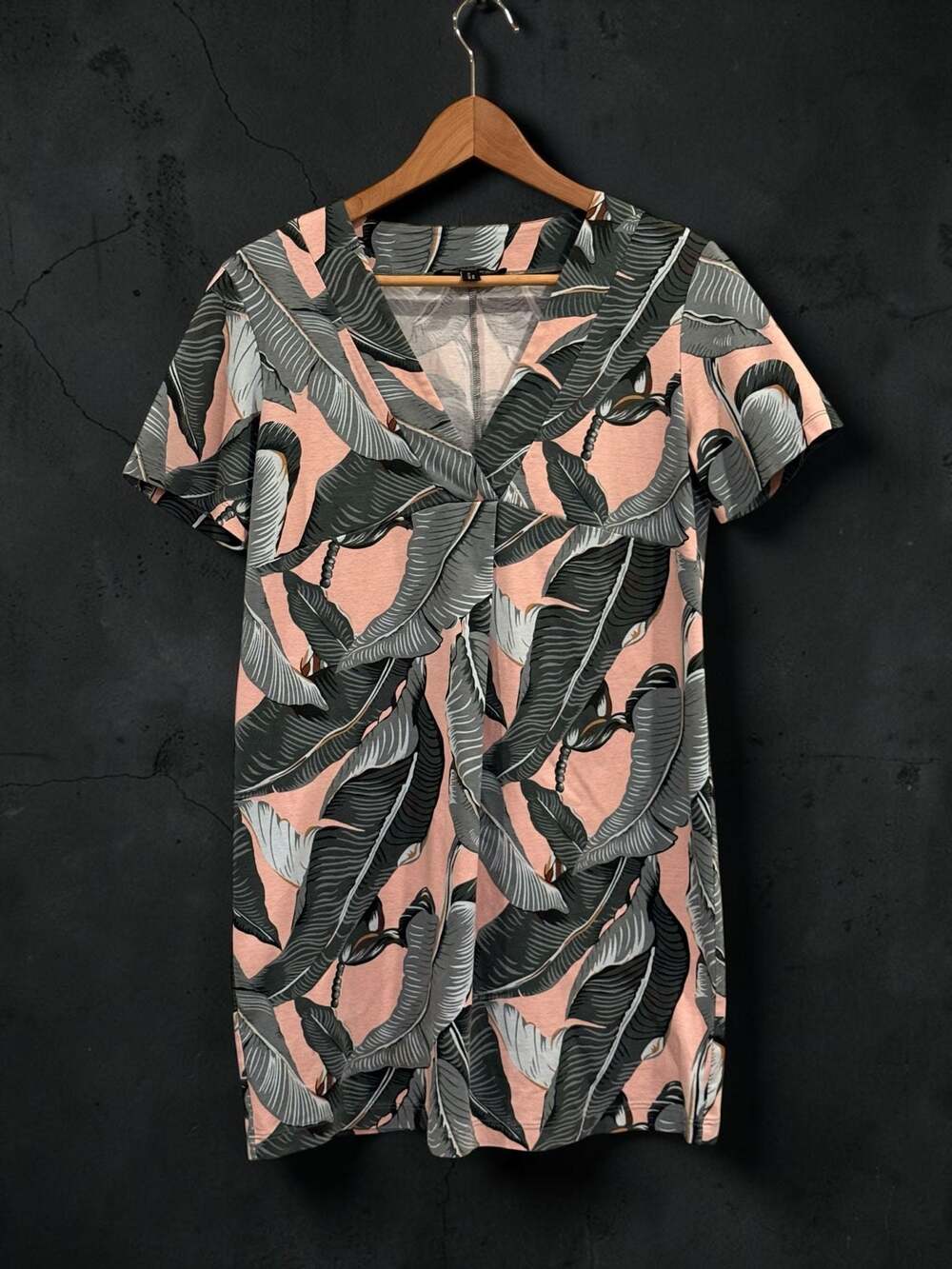 Weekend Max Mara Zurigo Pink Palm Leaf Print Jersey Dress